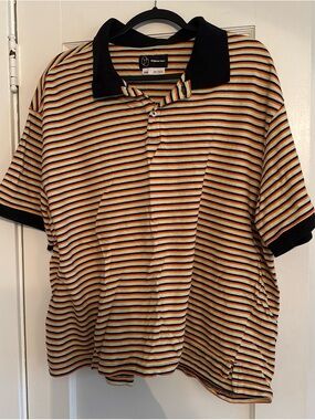 Original Use Striped Polo in Yellow, Black and White